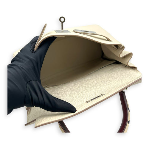 Hermès Kelly Craie/Black/Fauve/Rouge H in Togo, Palladium hardware_10