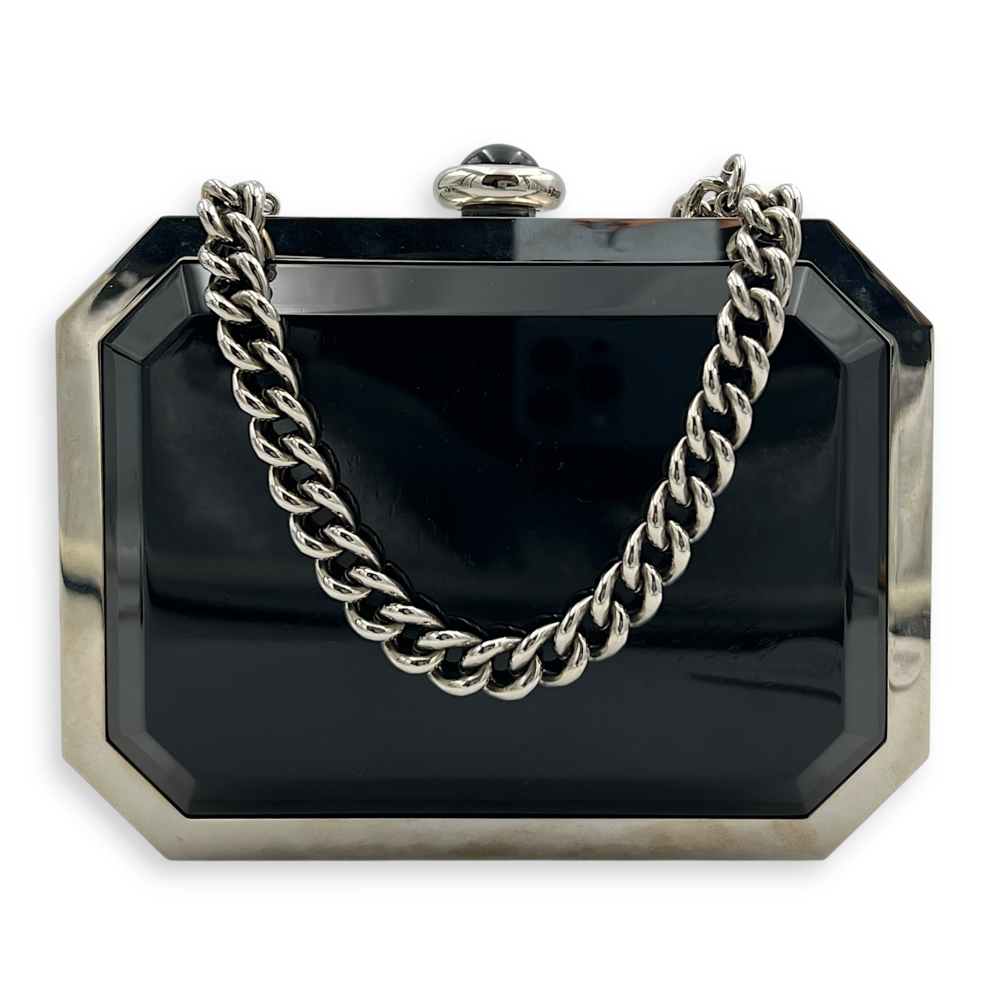 Chanel Minaudiere Plexiglass Vanity Crossbody Bag Black in Others, Silver hardware_10