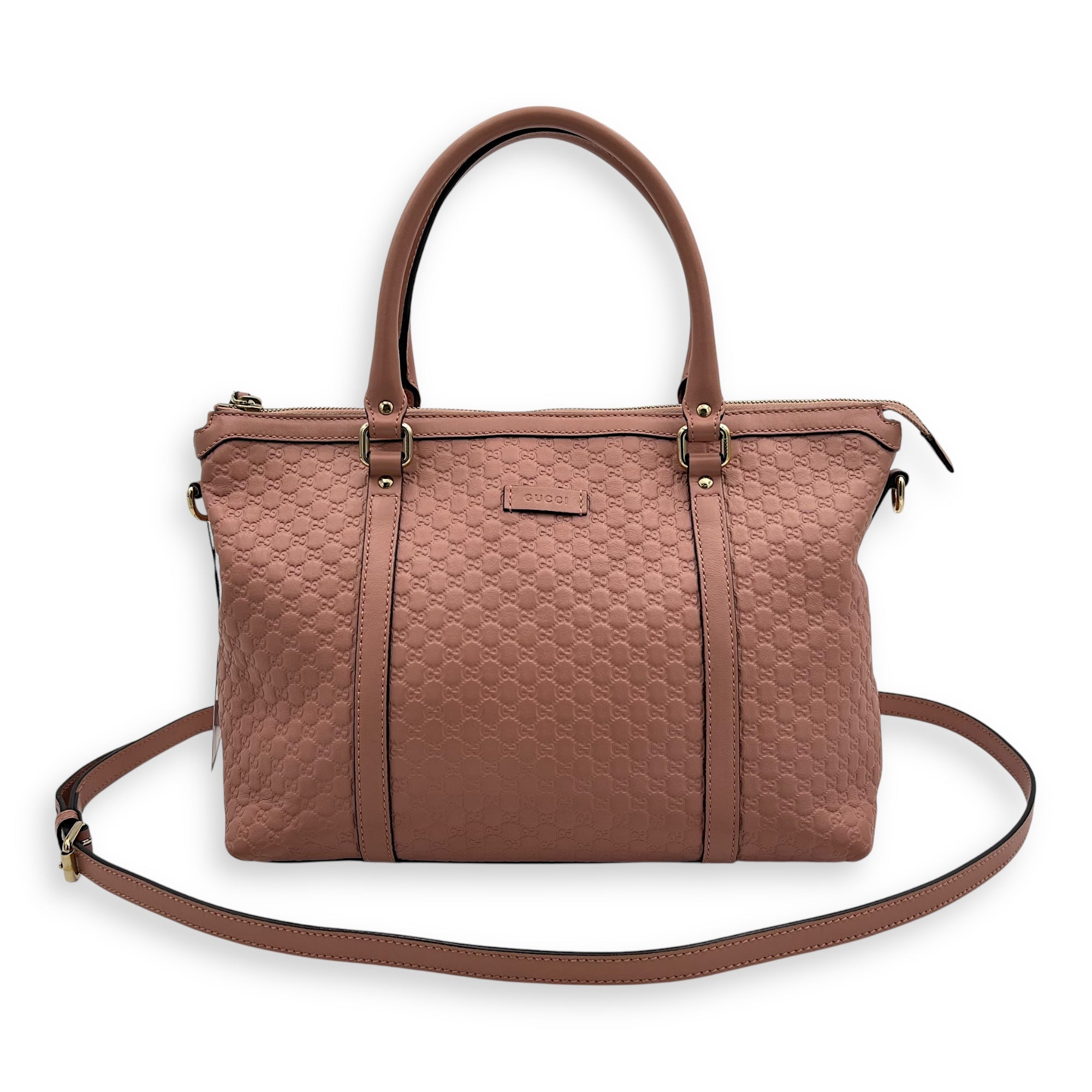 Gucci Microguccissima Tote Bag Pink in Guccissima Leather, Gold hardware_12