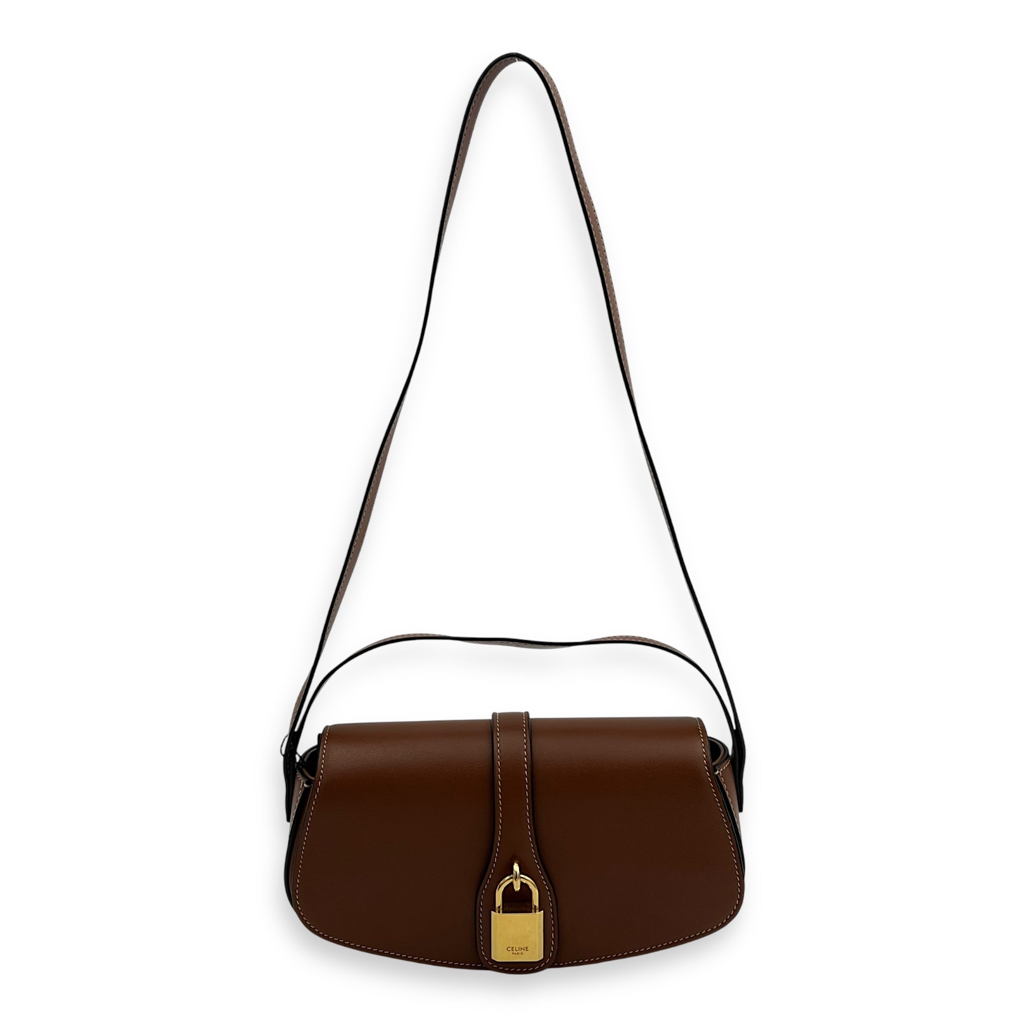 Celine Tabou Shoulder Bag Brown in Calfskin, Gold hardware_1