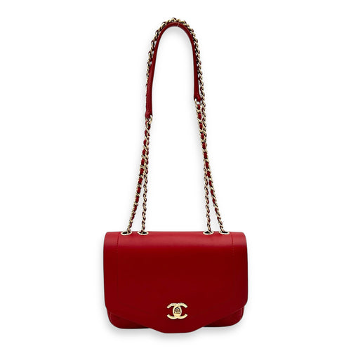 Chanel CC Flap Shoulder Bag Red in Calfskin, Gold hardware_1
