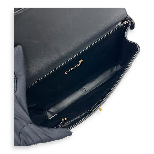 Chanel Vintage Double Face Flap Top Handle Bag Black in Calfskin, Gold hardware_10