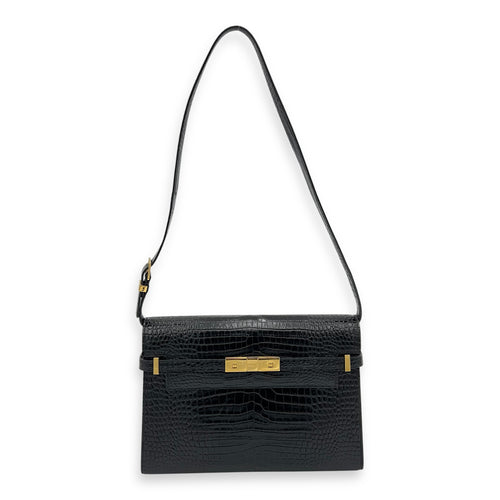 Saint Laurent Manhattan Crossbody Bag Medium Black in Calfskin, Gold hardware_2