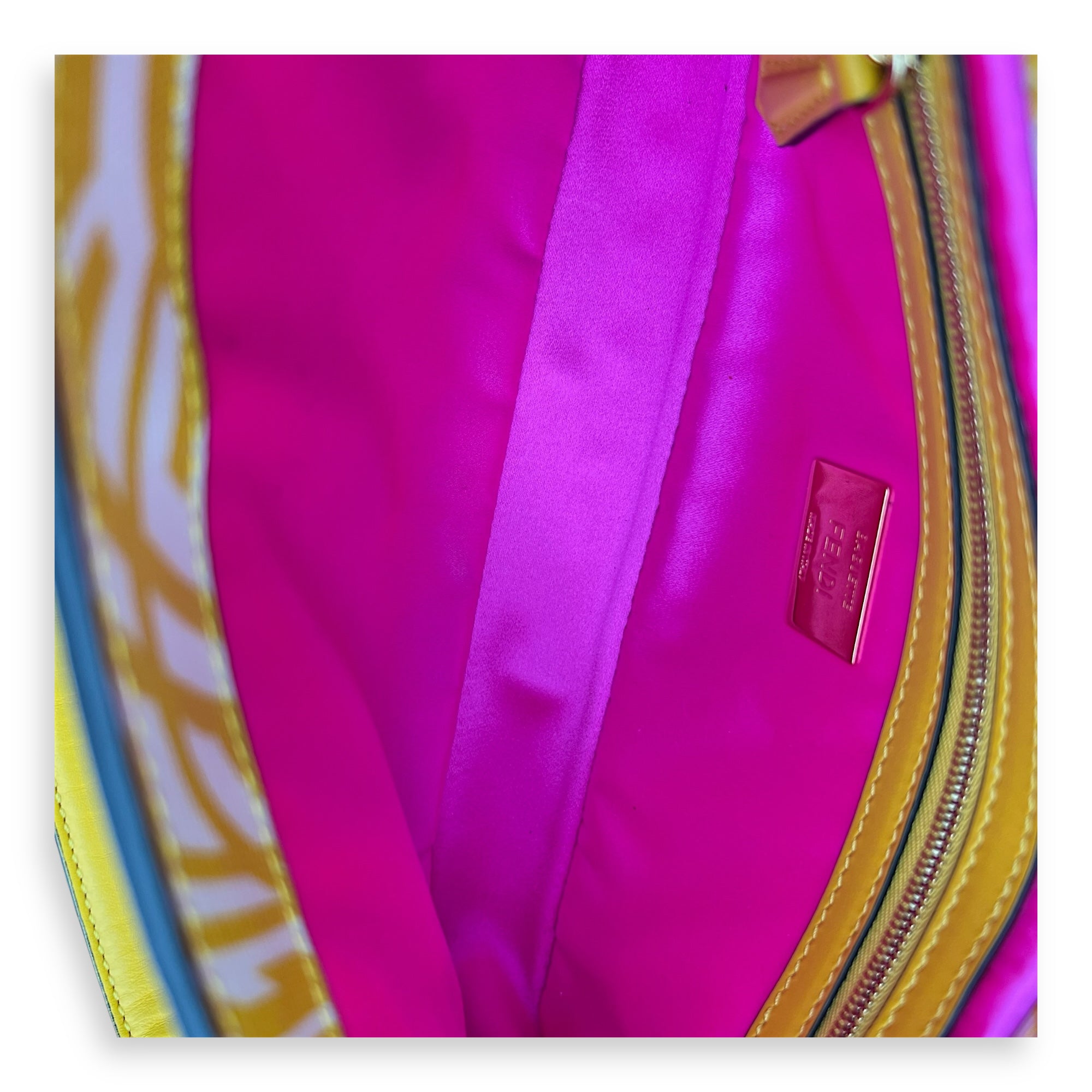 Fendi Baguette Shoulder Bag Yellow in Coated Canvas, Gold hardware_4