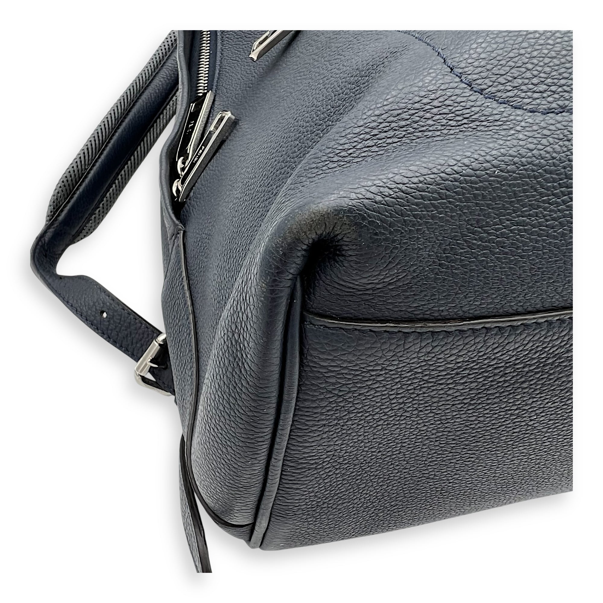 Fendi Chiodo Backpack Blue in Calfskin, Silver hardware_9