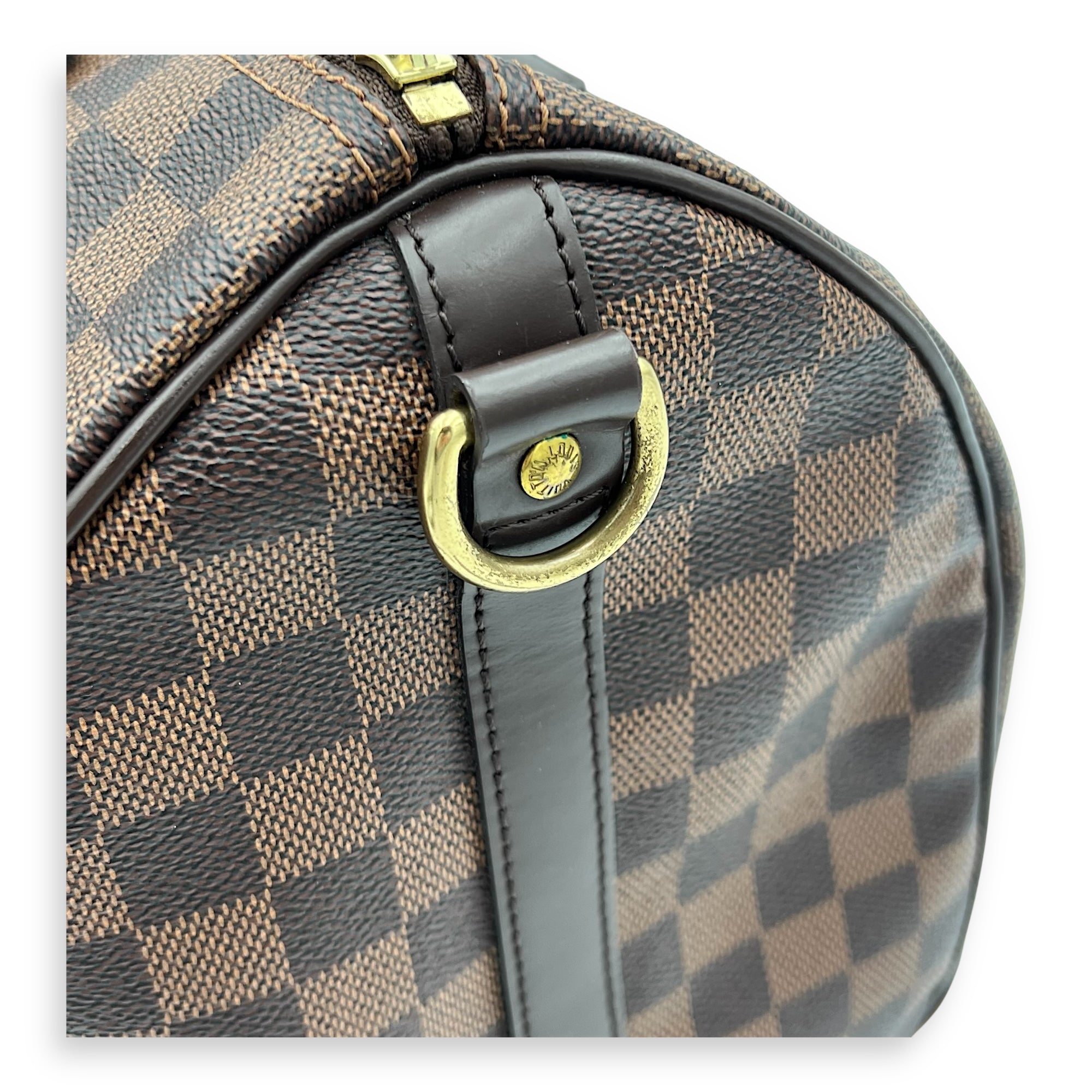 Louis Vuitton Speedy 35 Brown Top Handle Bag in Coated Canvas, Gold hardware_12