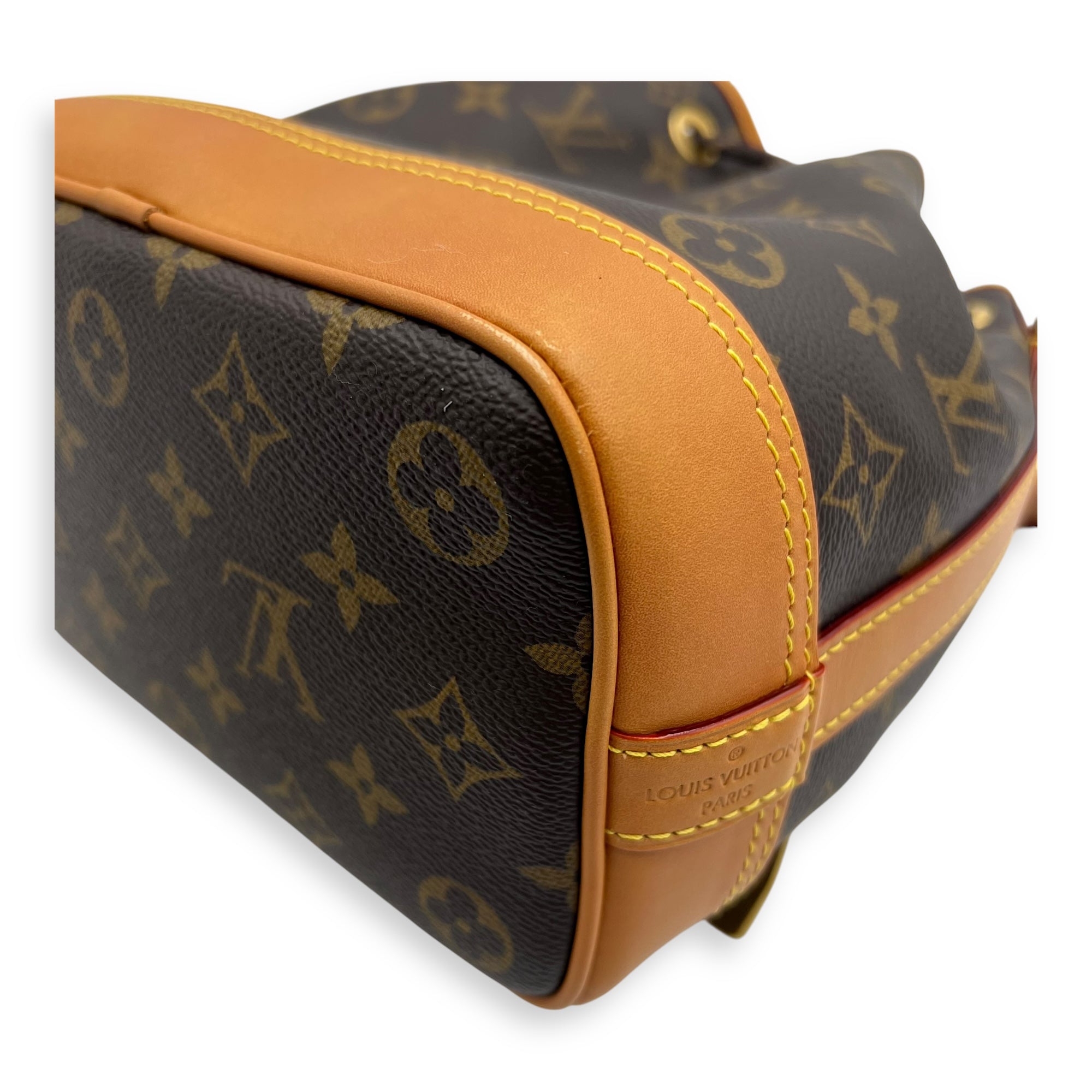 Louis Vuitton Noe Cargo Crossbody Bag Brown in Monogram Coated Canvas, Gold hardware_10