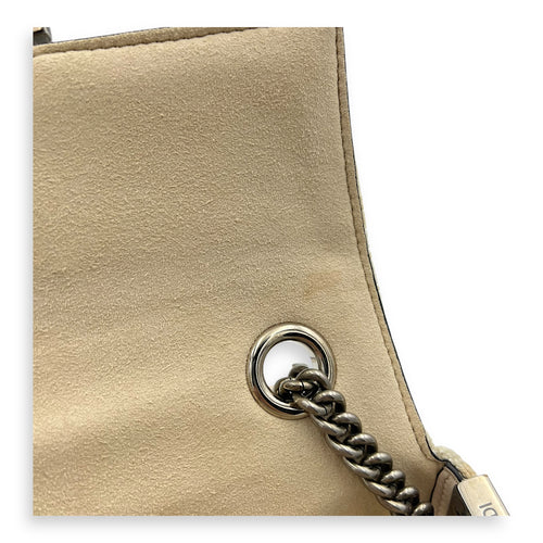 Fendi Baguette Shoulder Bag Beige in Velvet, Silver hardware_10