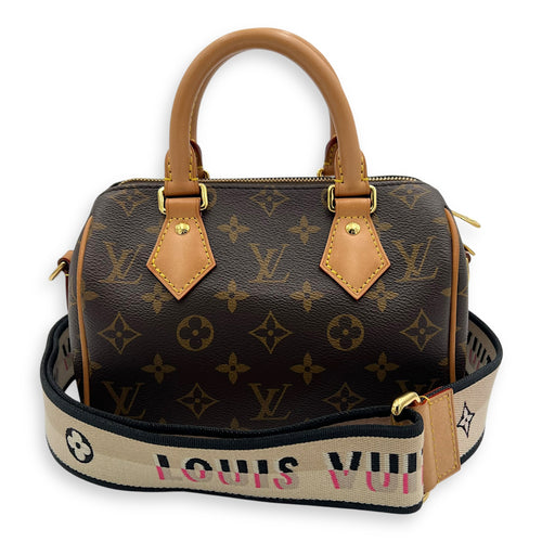 Louis Vuitton Speedy Bandouliere 20 Brown Top Handle Bag in Monogram Coated Canvas, Gold hardware_8
