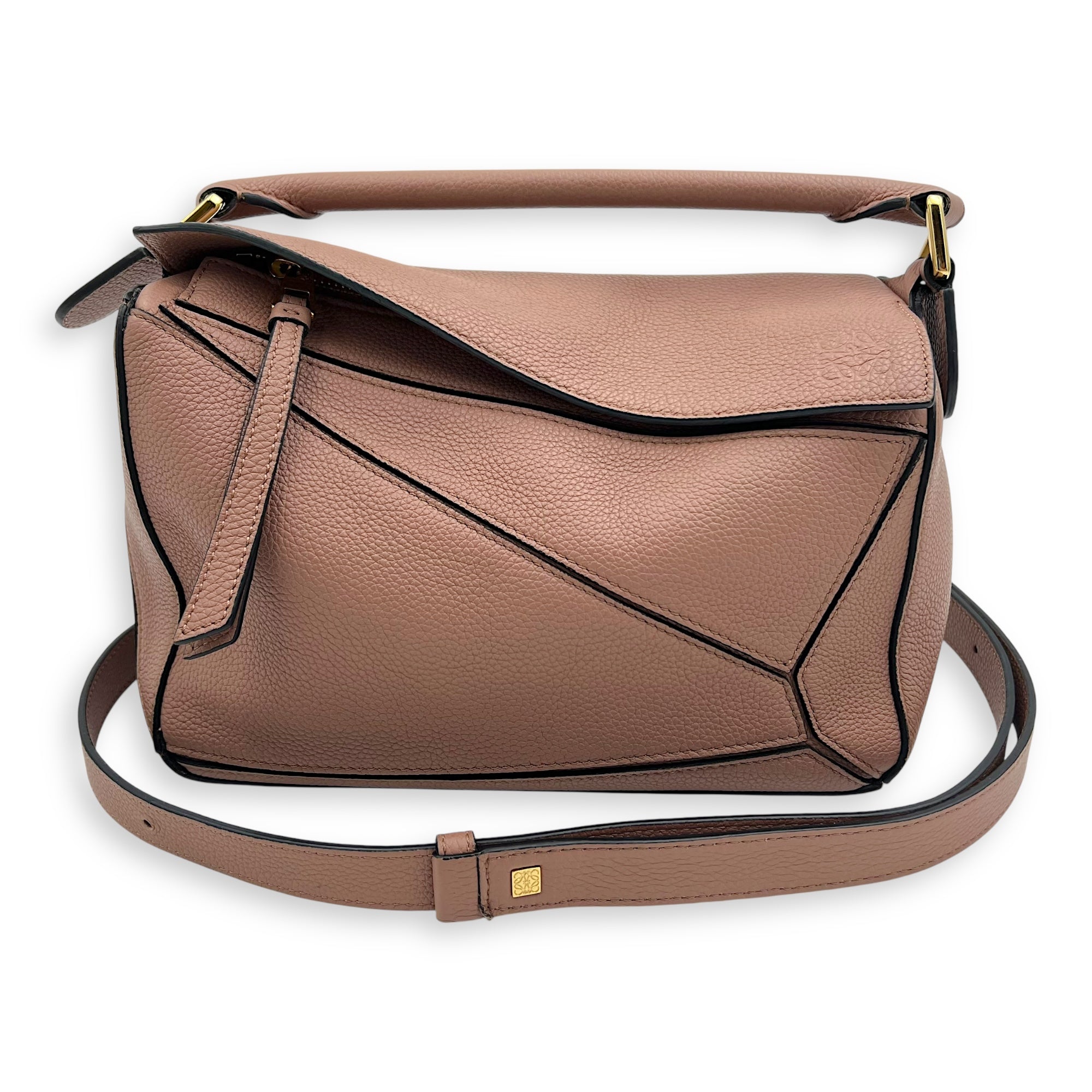 Loewe Puzzle Top Handle Bag Pink in Calfskin, Gold hardware_8
