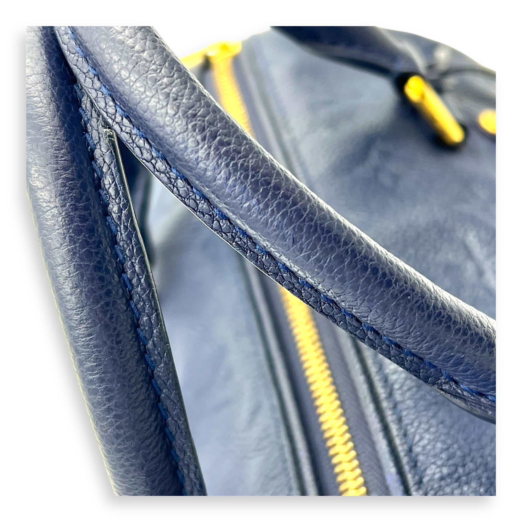Louis Vuitton Speedy Bandouliere Top Handle Bag Blue in Empreinte Leather, Gold hardware_1
