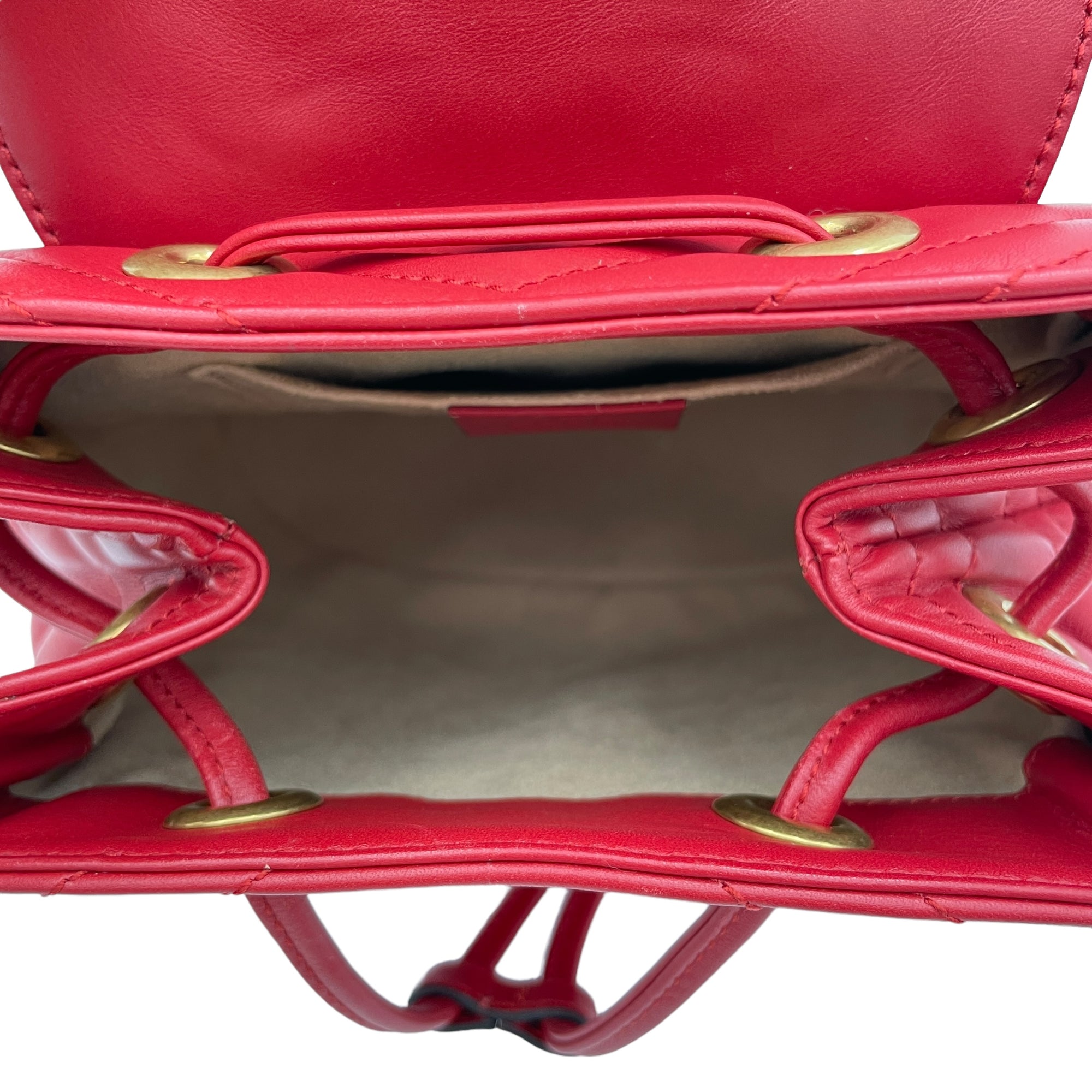 Marmont Red Backpack in Calfskin, Gold hardware