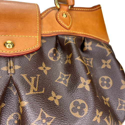 Boetie MM Brown Shoulder Bag in Monogram Coated Canvas, Gold hardware