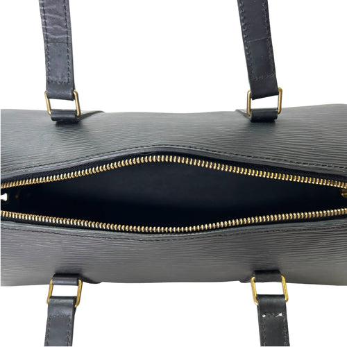 Soufflot Black Top Handle Bag in Epi Leather, Gold hardware