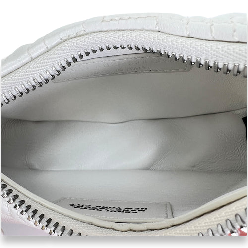 Fendigraphy Nano White Top Handle Bag in Calfskin, Silver hardware