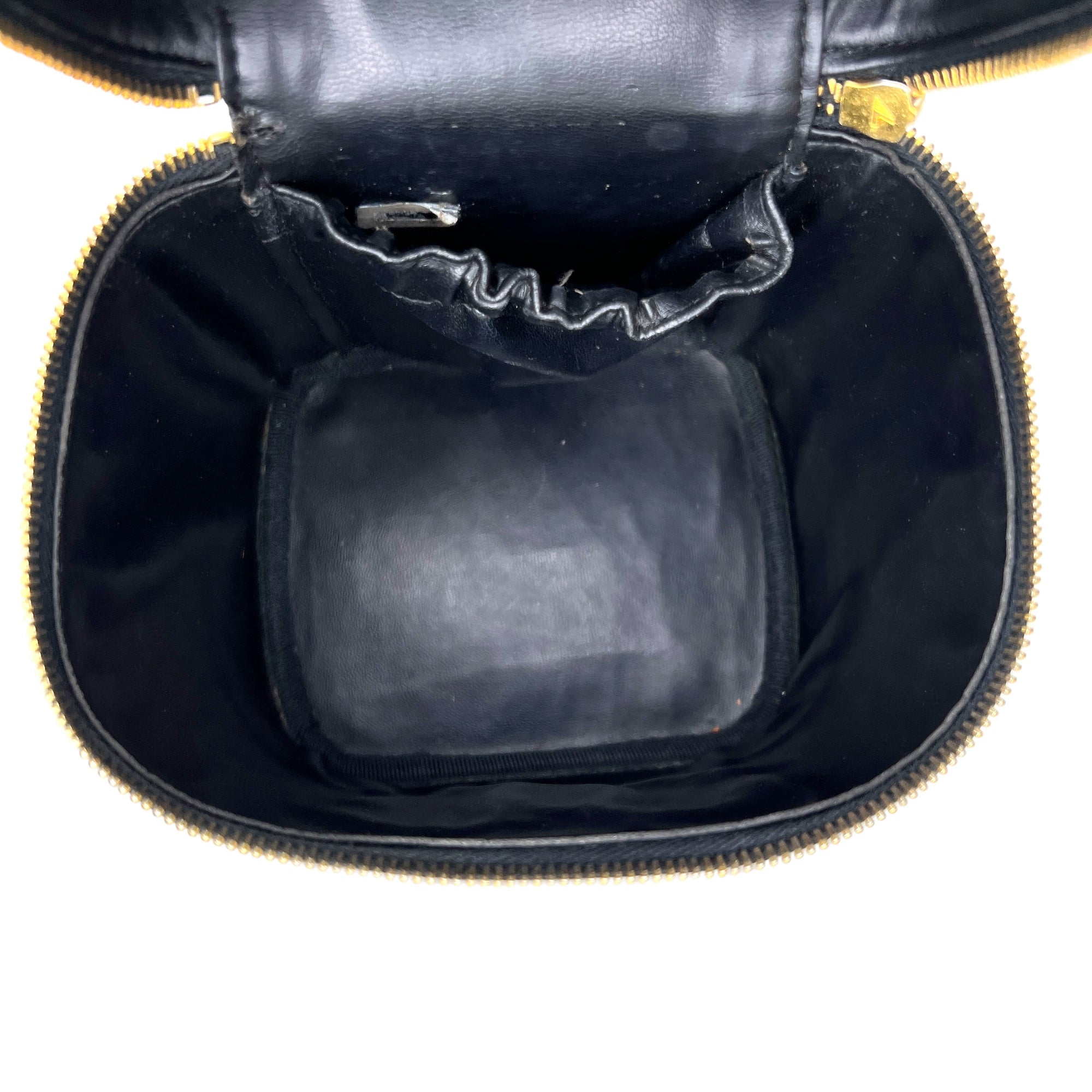 Vanity Top Handle Bag  Black in Caviar Leather , Gold Hardware