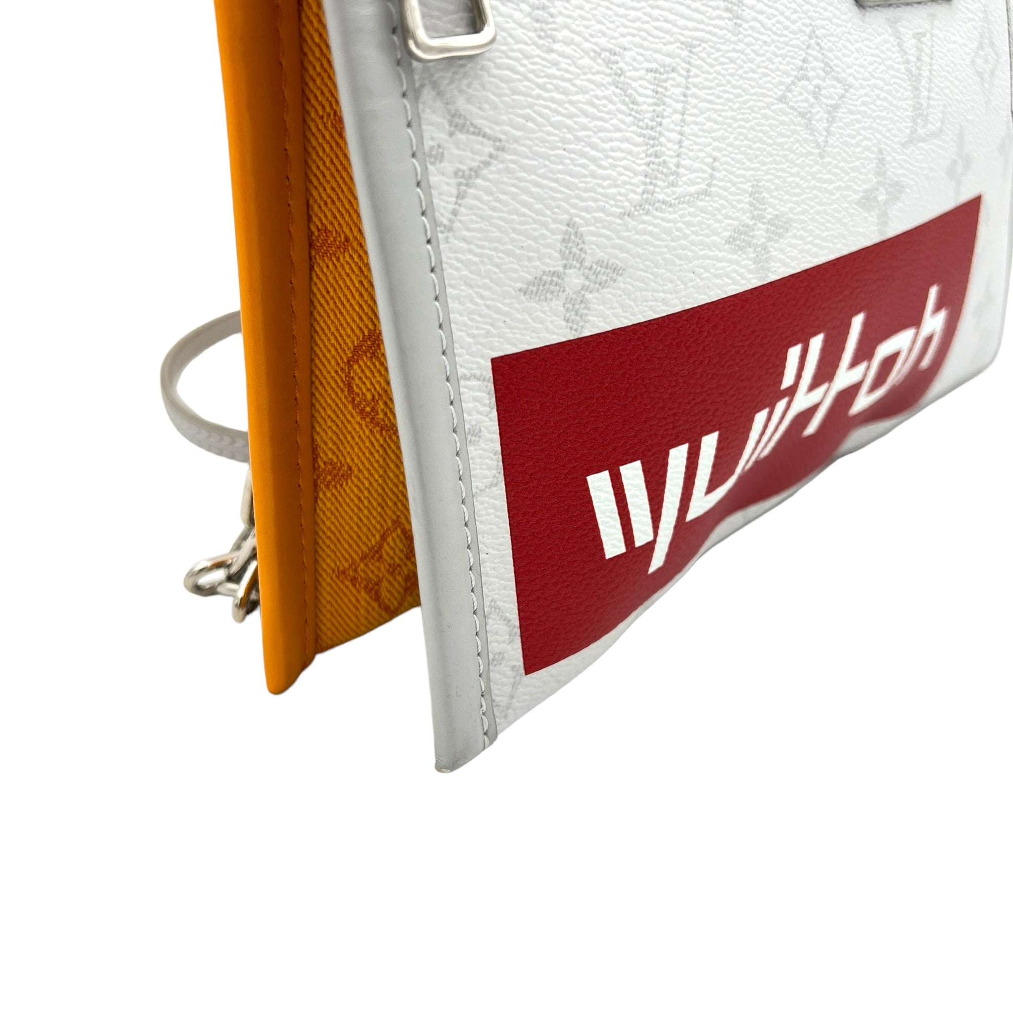 Double Flat Orange Messenger in Coated Canvas, Silver hardware