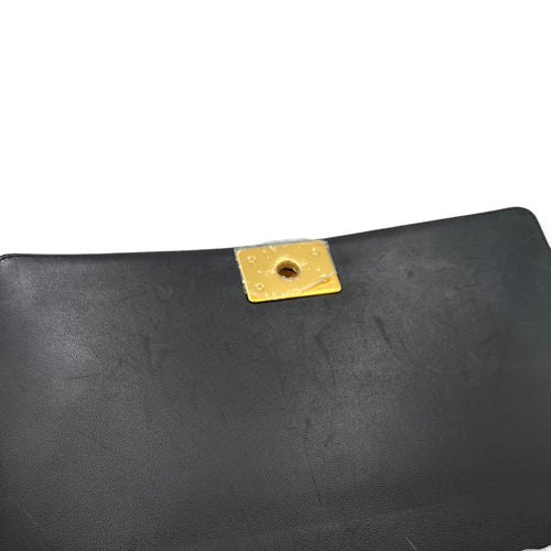 Boy Medium Black Shoulder Bag in Lambskin, Gold hardware