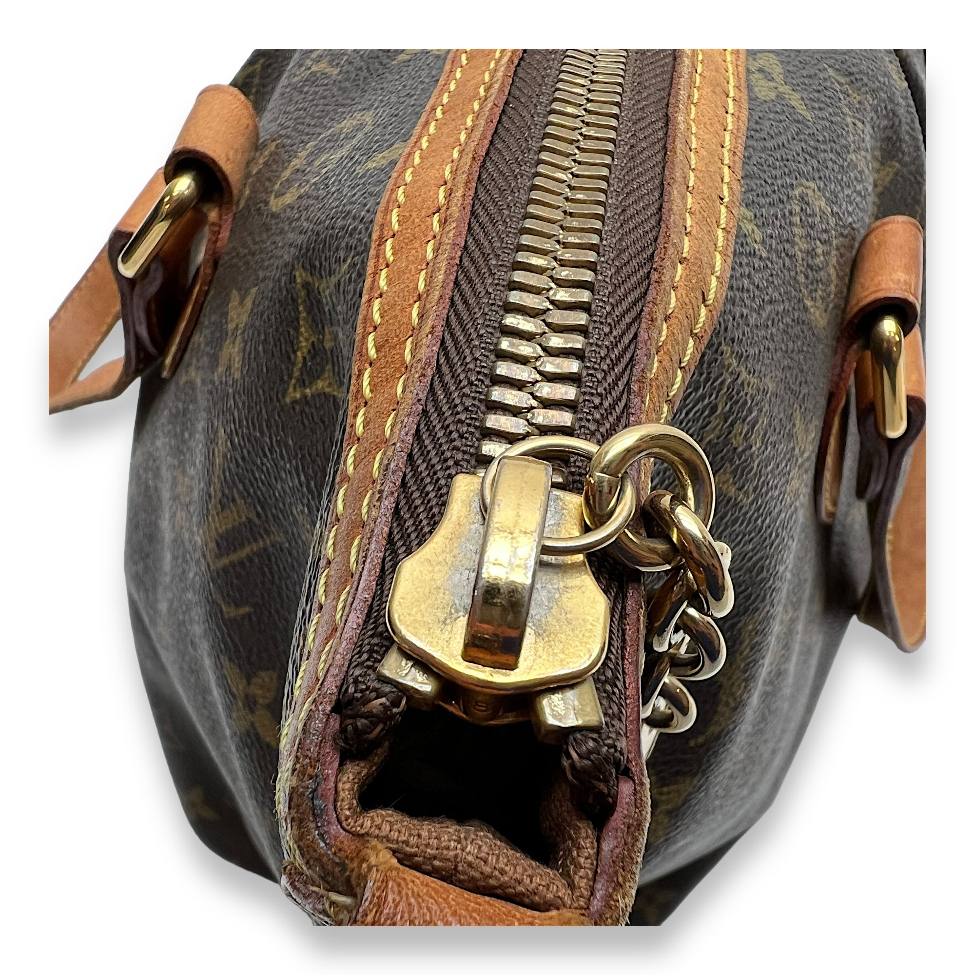 Palermo Top handle Bag  Brown in Monogram Coated Canvas , Gold Hardware