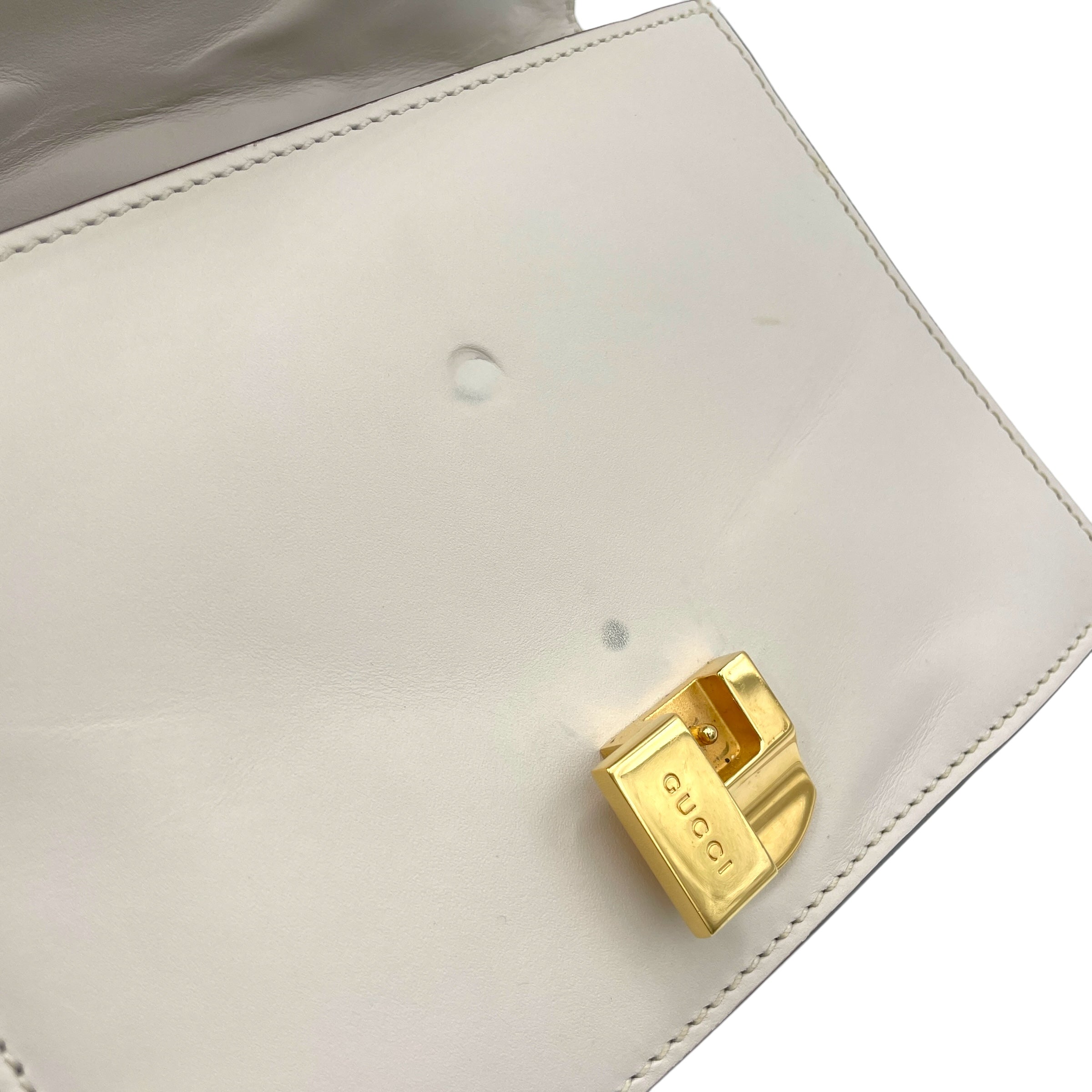 Gucci Sylvie Crossbody Bag White in Calfskin, Gold hardware