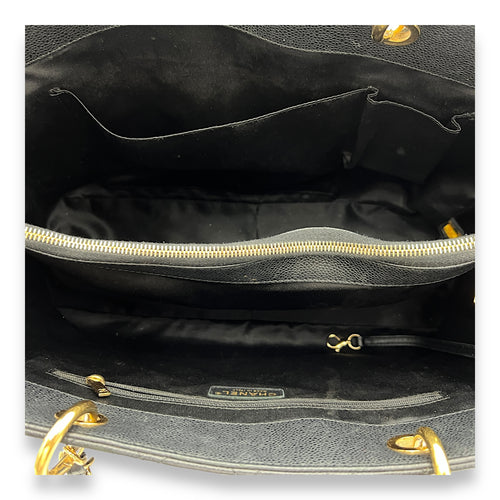 GST Grand Shopping Tote Tote Bag XL Black in Caviar Leather, Gold hardware