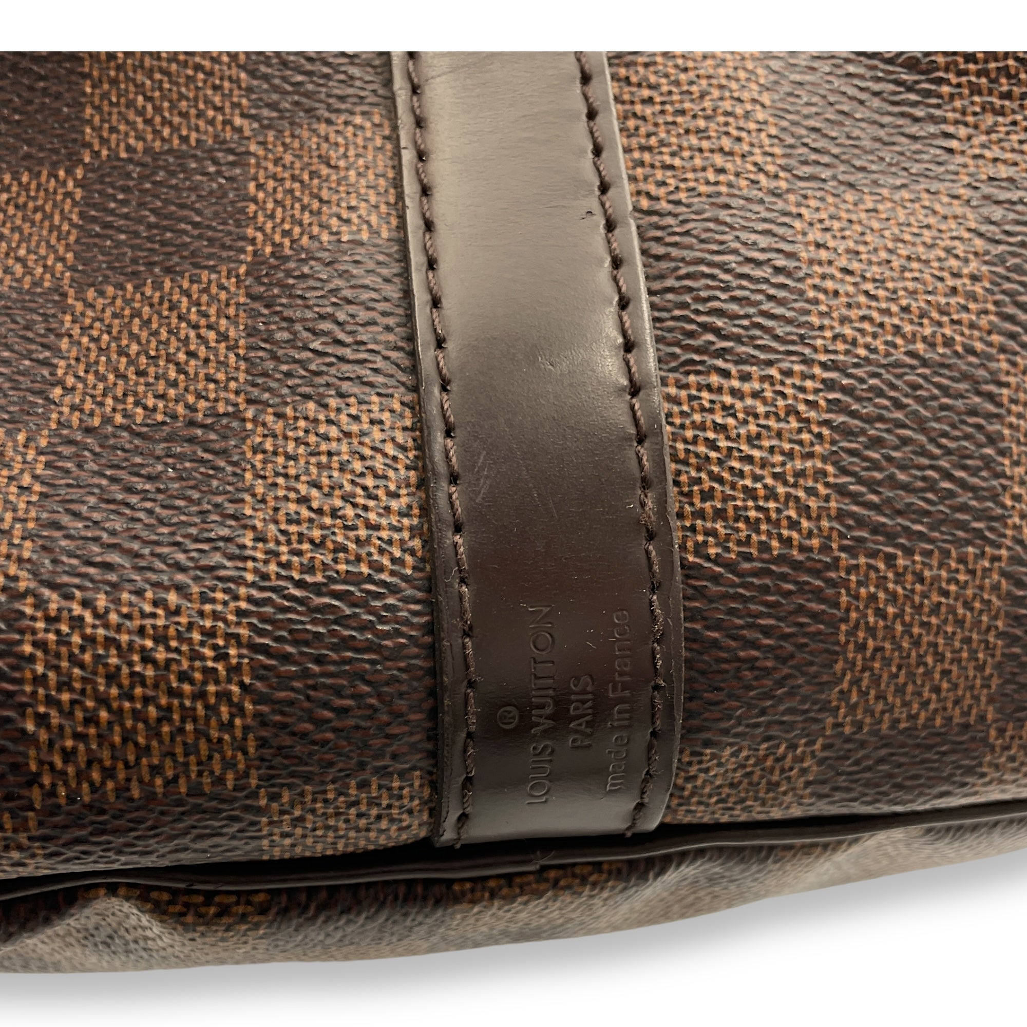 Speedy Bandouliere 30 Damier Ebene Top Handle Bag in Coated Canvas, Gold hardware