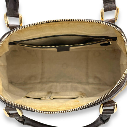 Horsebit Shoulder Bag Brown in Jacquard, Gold hardware