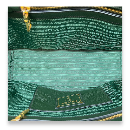 Logo Top Handle Bag Green in Calfskin, Gold hardware