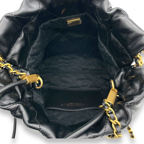 22 Mini Black Shoulder Bag in Calfskin, Gold hardware