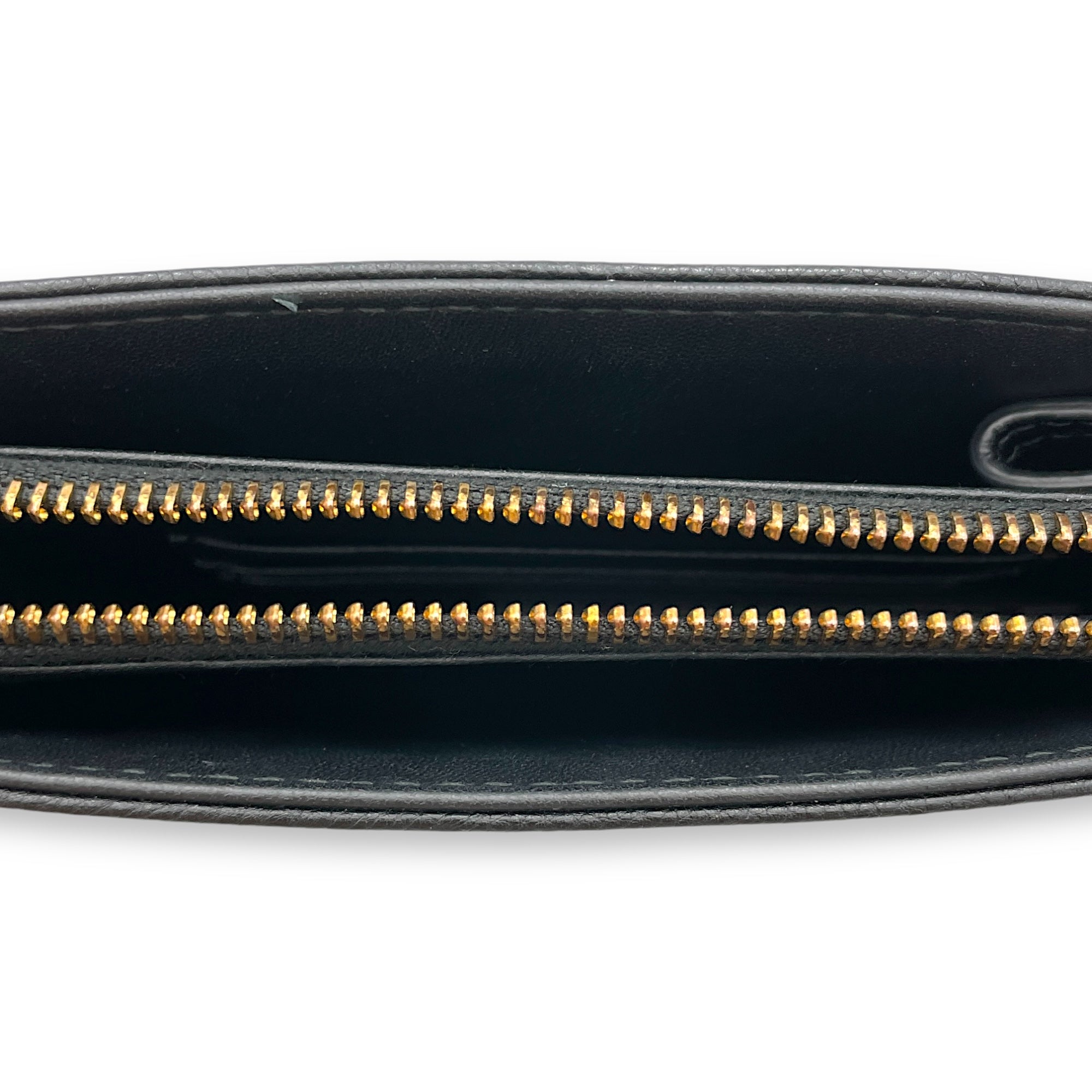 Caro Wallet On Chain Black in Calfskin, Gold hardware