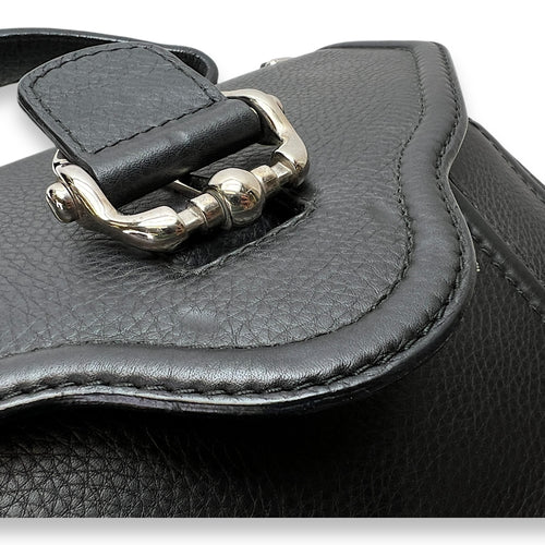 Bamboo Top Handle Bag Black in Calfskin, Silver hardware