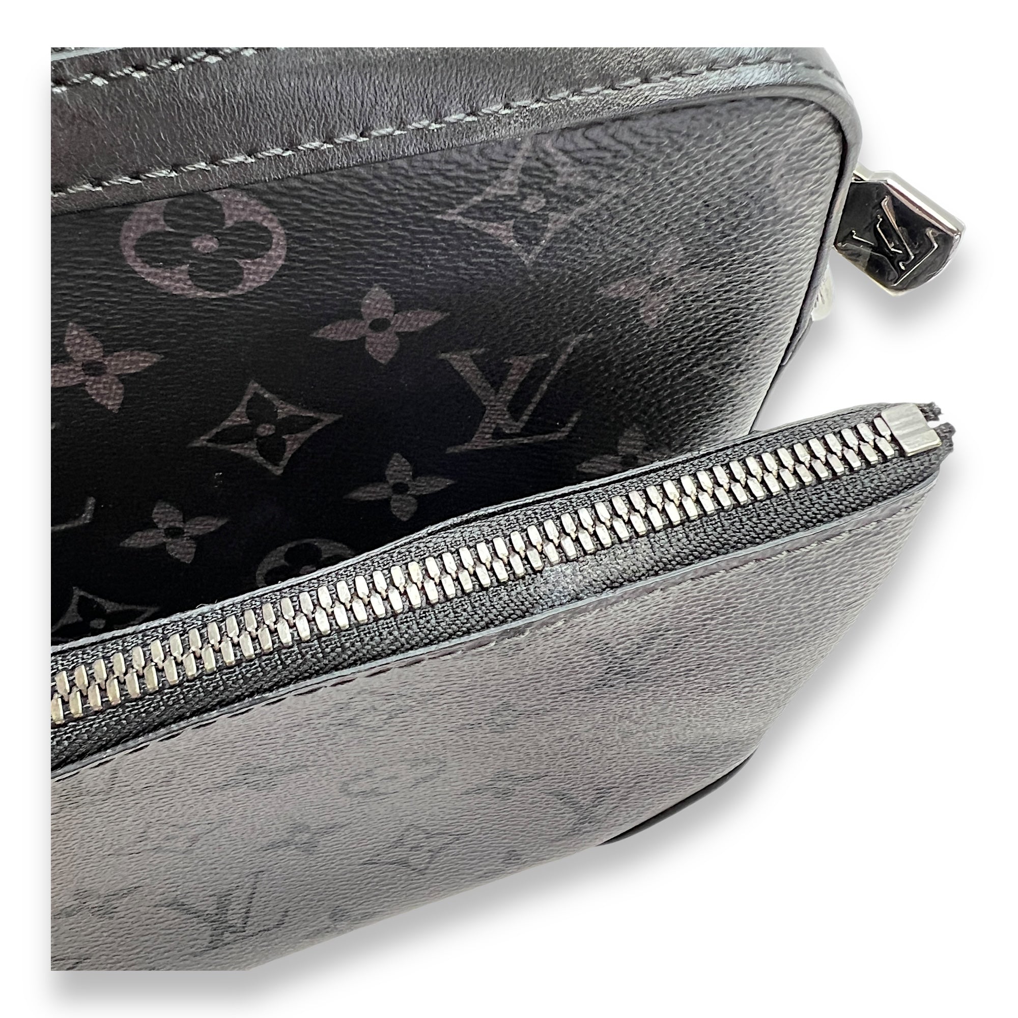 Trio Grey Crossbody Bag in Monogram Coated Canvas, Gunmetal hardware