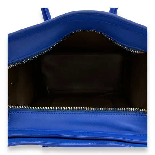 Luggage Micro Blue Top Handle Bag in Calfskin, Gold hardware