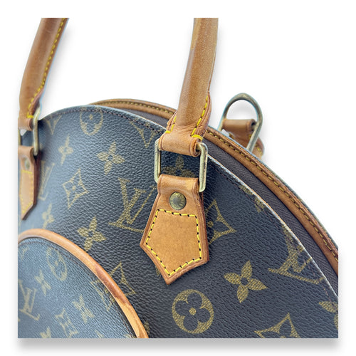 Ellipse Top Handle Bag Brown in Monogram Coated Canvas, Gold hardware