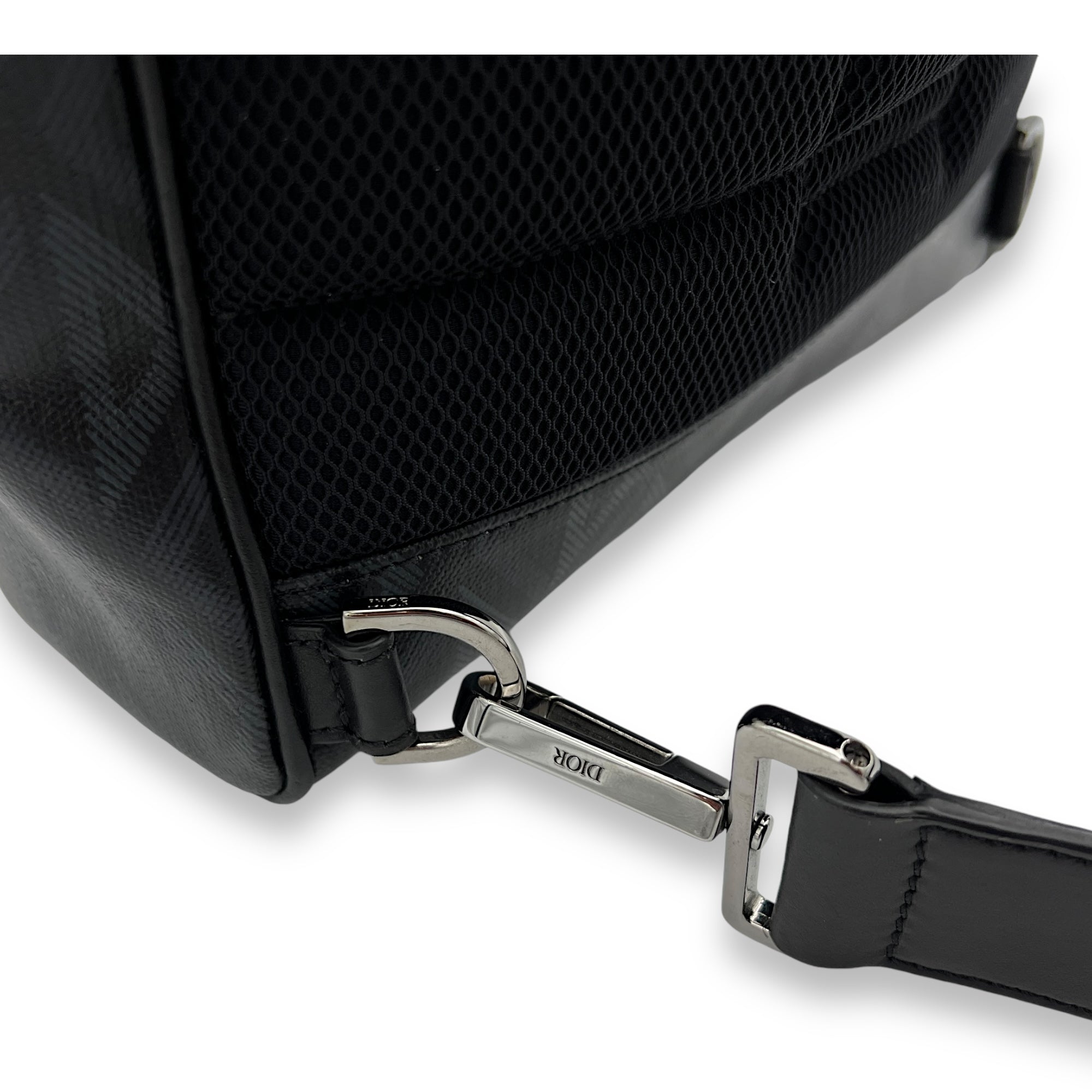 Hit the Road Black Crossbody Bag in Coated Canvas, Silver hardware