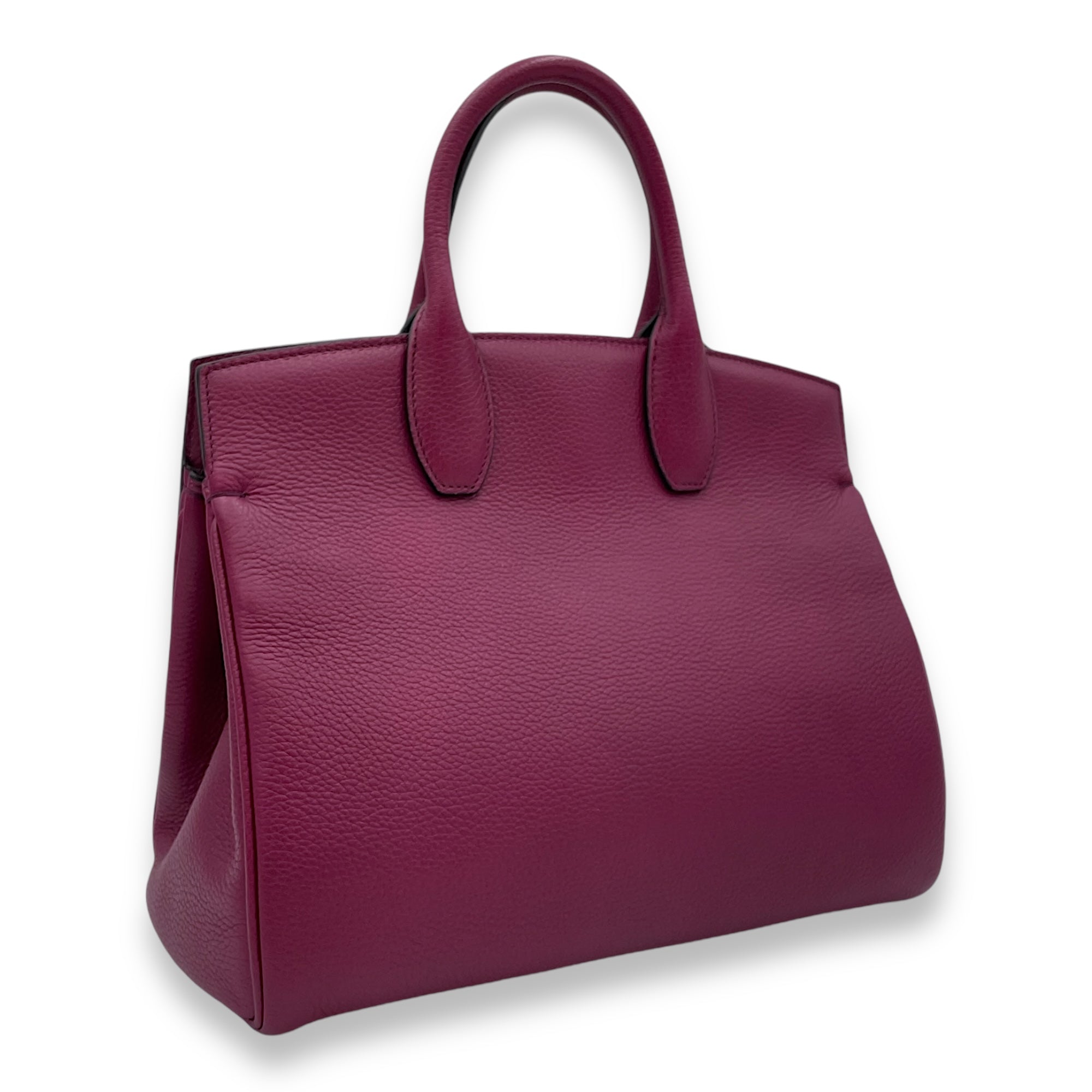 Studio Top Handle Bag Purple in Calfskin, Gold hardware