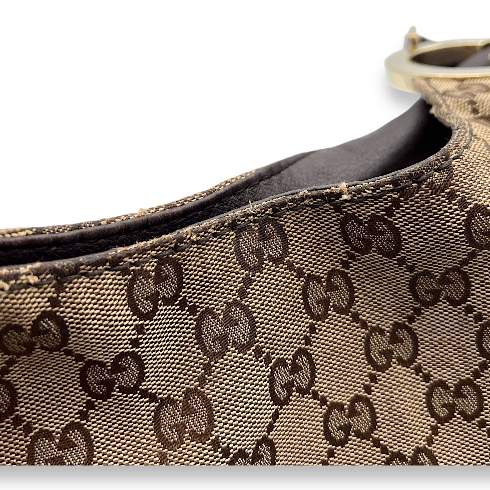 Others Shoulder Bag Brown in Jacquard, Light Gold hardware