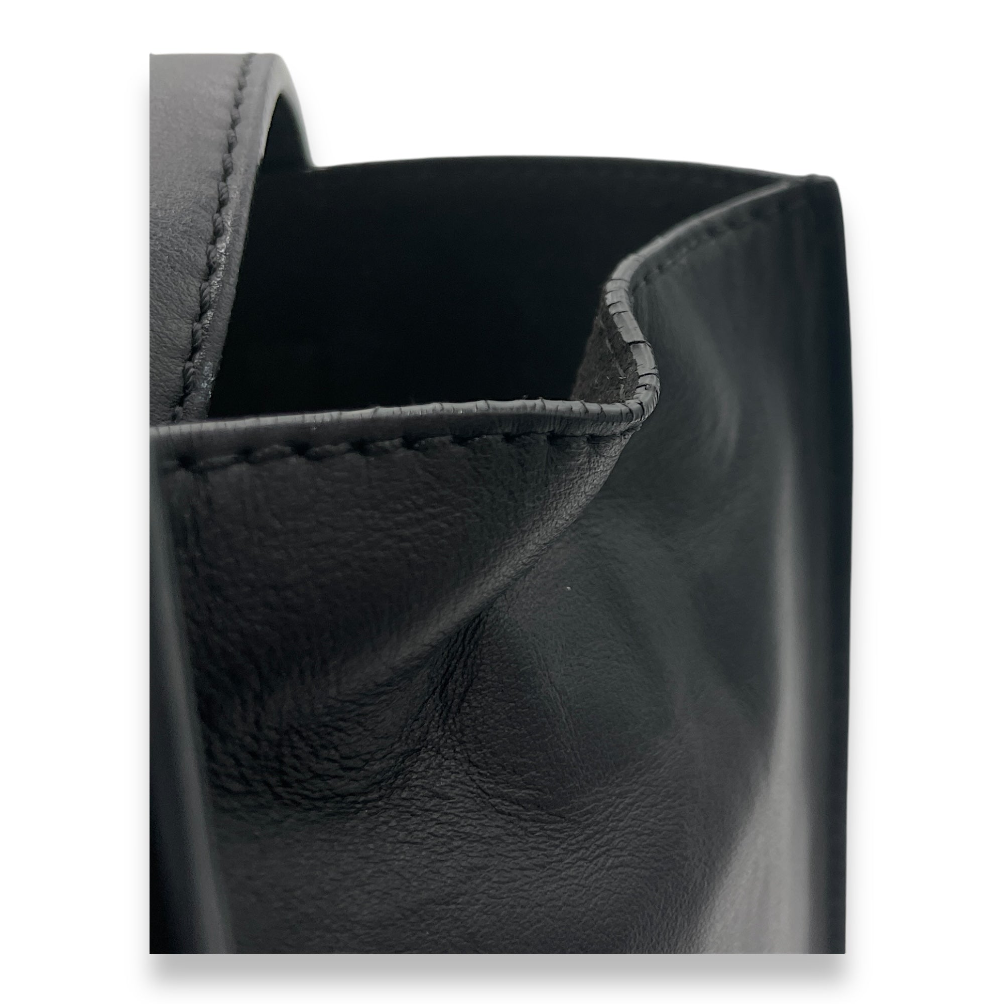 Bambi Black Tote Bag in Calfskin, Silver hardware