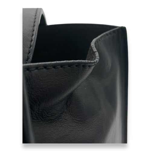 Bambi Black Tote Bag in Calfskin, Silver hardware