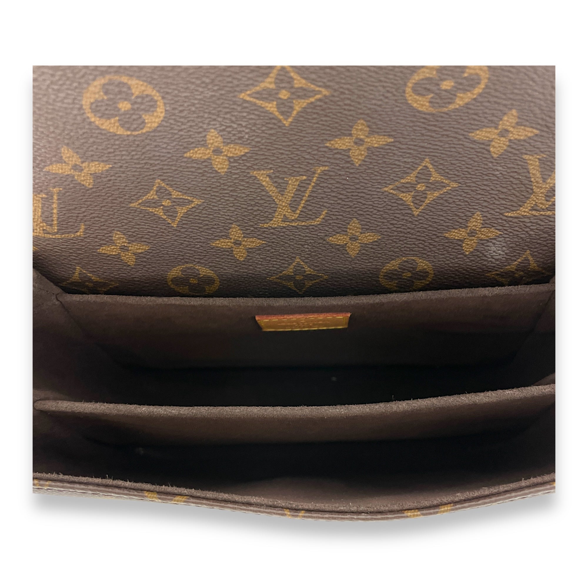 Metis Brown Crossbody Bag in Monogram Coated Canvas, Gold hardware