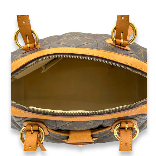 Etoile Brown Top Handle Bag in Monogram Coated Canvas, Gold hardware