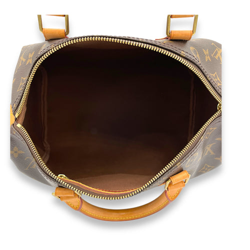 Speedy Top Handle Bag 30 Brown in Monogram Coated Canvas, Gold hardware