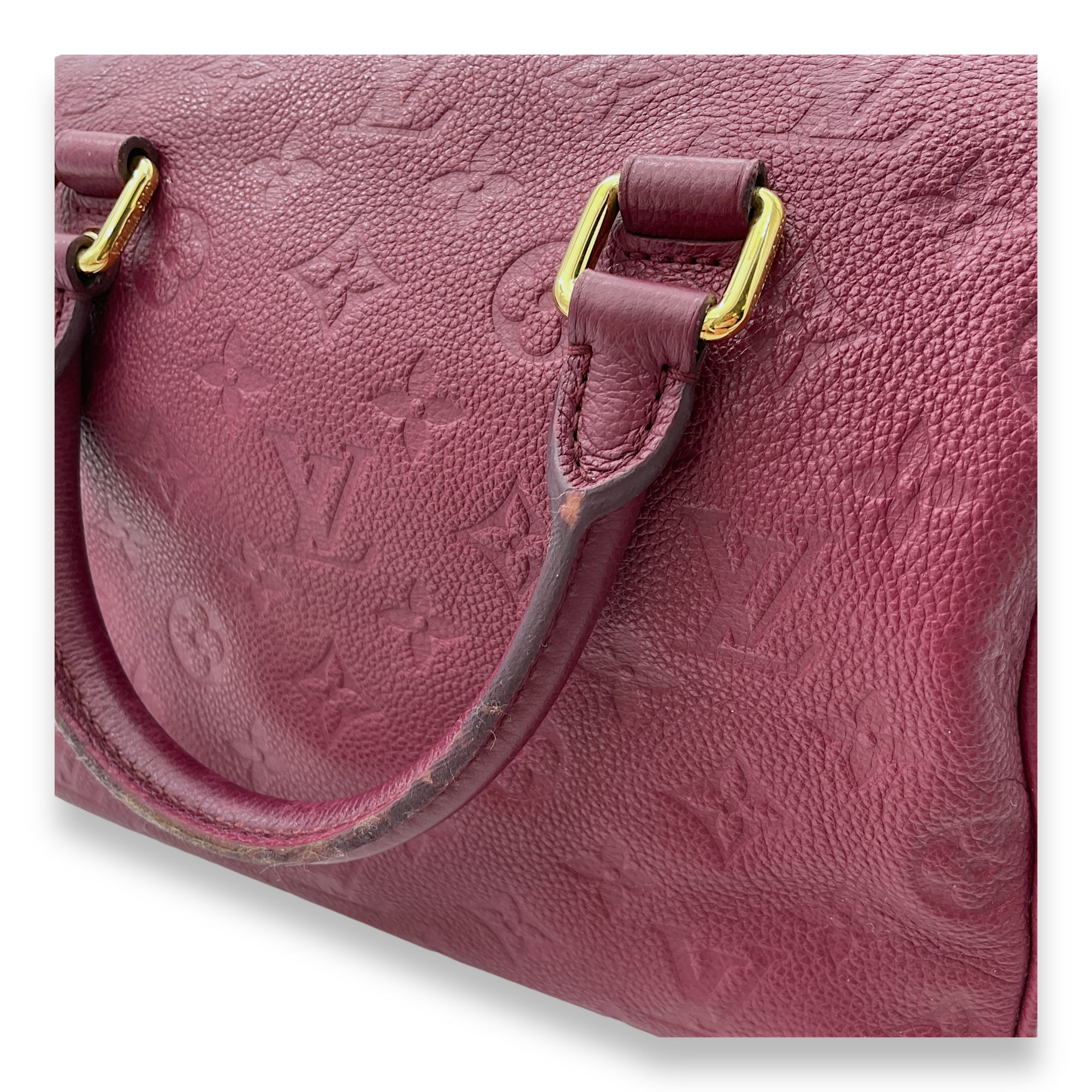 Speedy Bandouliere 25 Red Top Handle Bag in Monogram Empreinte Leather, Gold hardware