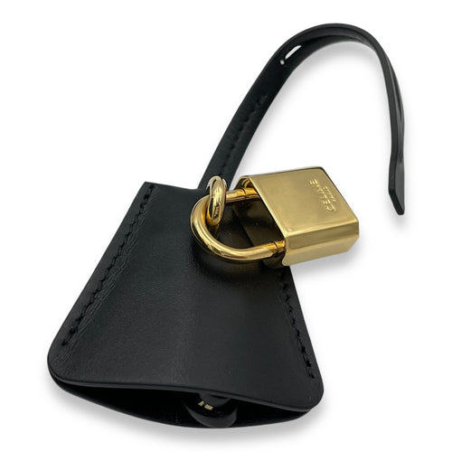 16 Mini Black Top Handle Bag in Calfskin, Gold hardware