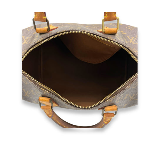 Speedy Top Handle Bag 30 Brown in Monogram Coated Canvas, Gold hardware