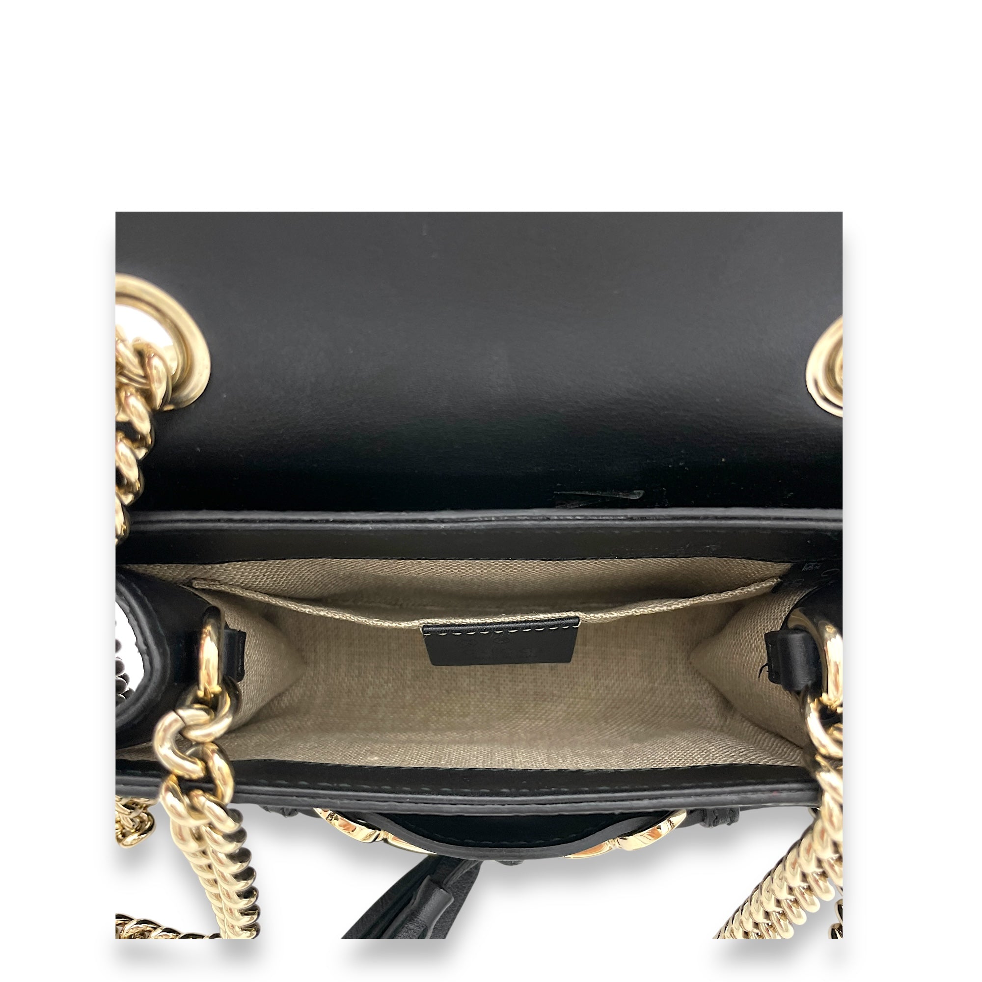 Microguccissima Mini Emily Black Crossbody Bag in Calfskin, Gold hardware