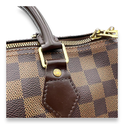 Speedy Bandouliere 30 Damier Ebene Top Handle Bag in Coated Canvas, Gold hardware