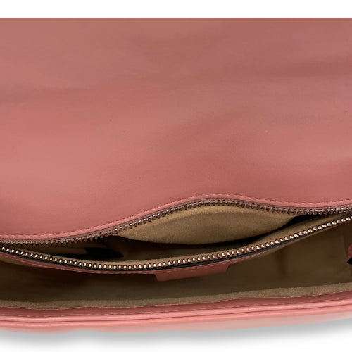 GG Marmont Small Pink Shoulder Bag in Calfskin, Silver hardware