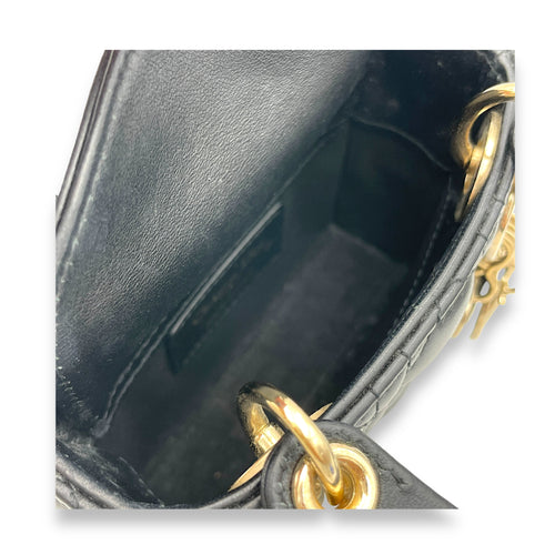 Lady Dior Micro Top handle bag in Lambskin, Gold Hardware