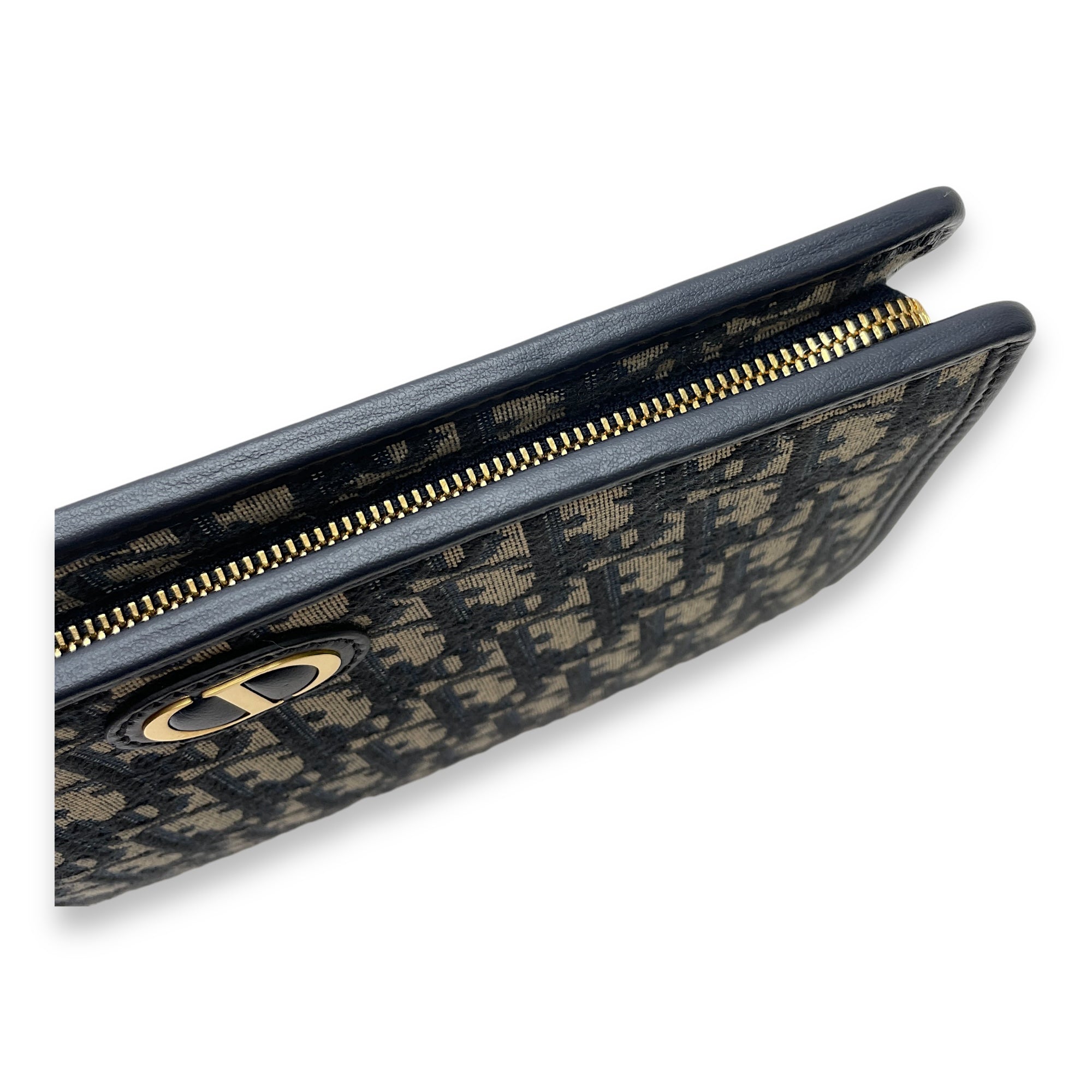 30 Montaigne  Navy Pouch in Jacquard, Gold hardware